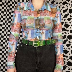 Princess Polly sparkly butterfly mesh top